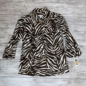 Charter Club Brown Animal Print Jacket Small NWT